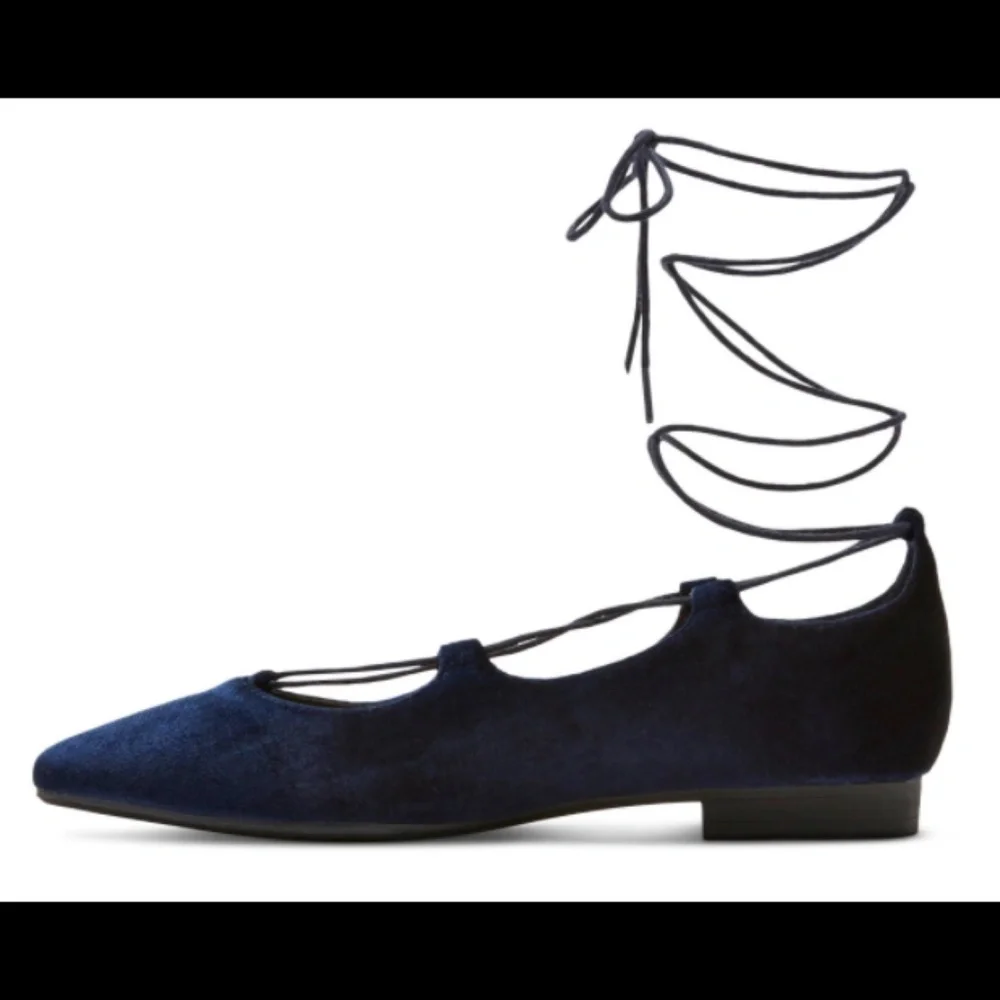 Whimsigoth Velvet Lace-Up Ghillie Flats Pointed Toe 4 Ballerina Gladiator
